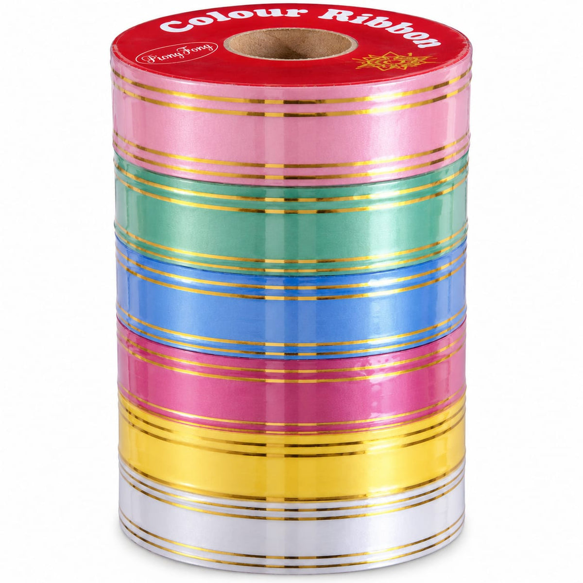 Set 6 role panglica decorativa pentru cadouri, culori pastel cu margini aurii
