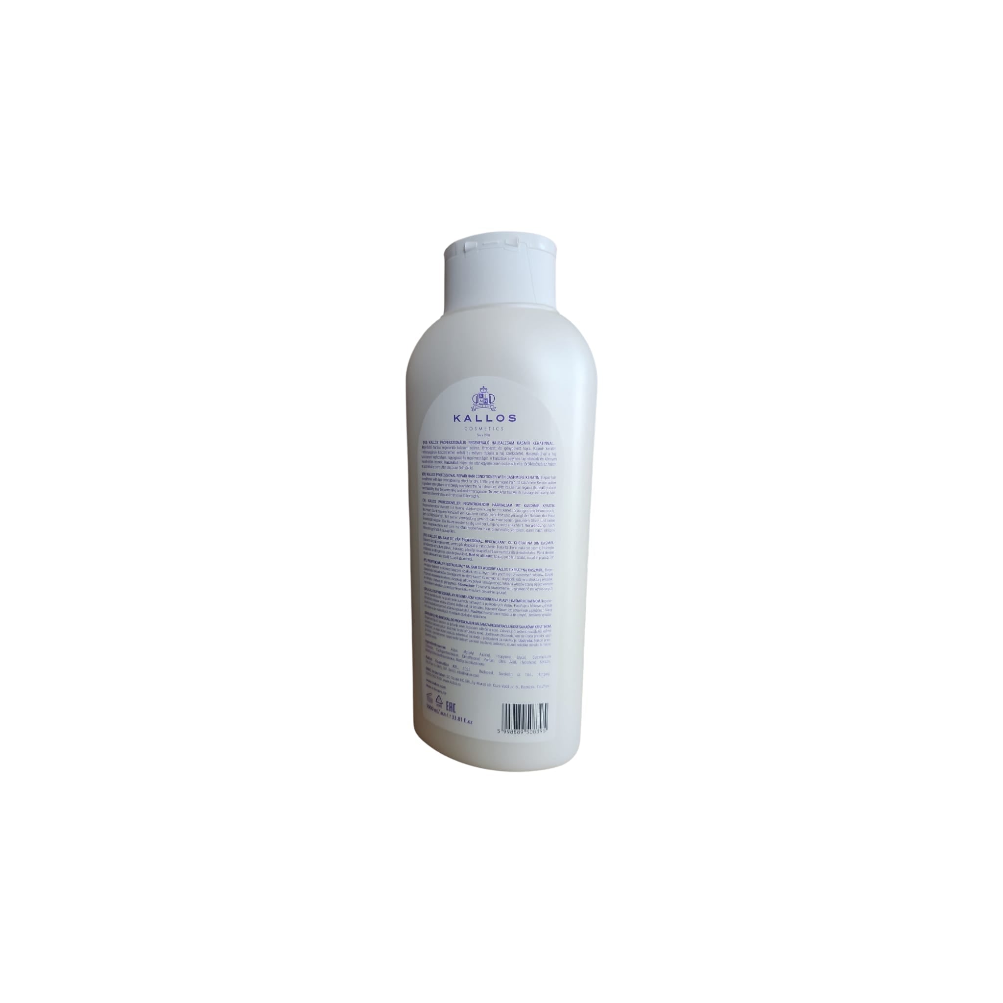 KALLOS Balsam de par profesional, regenerat cu keratina din Casmir, 1000 ml