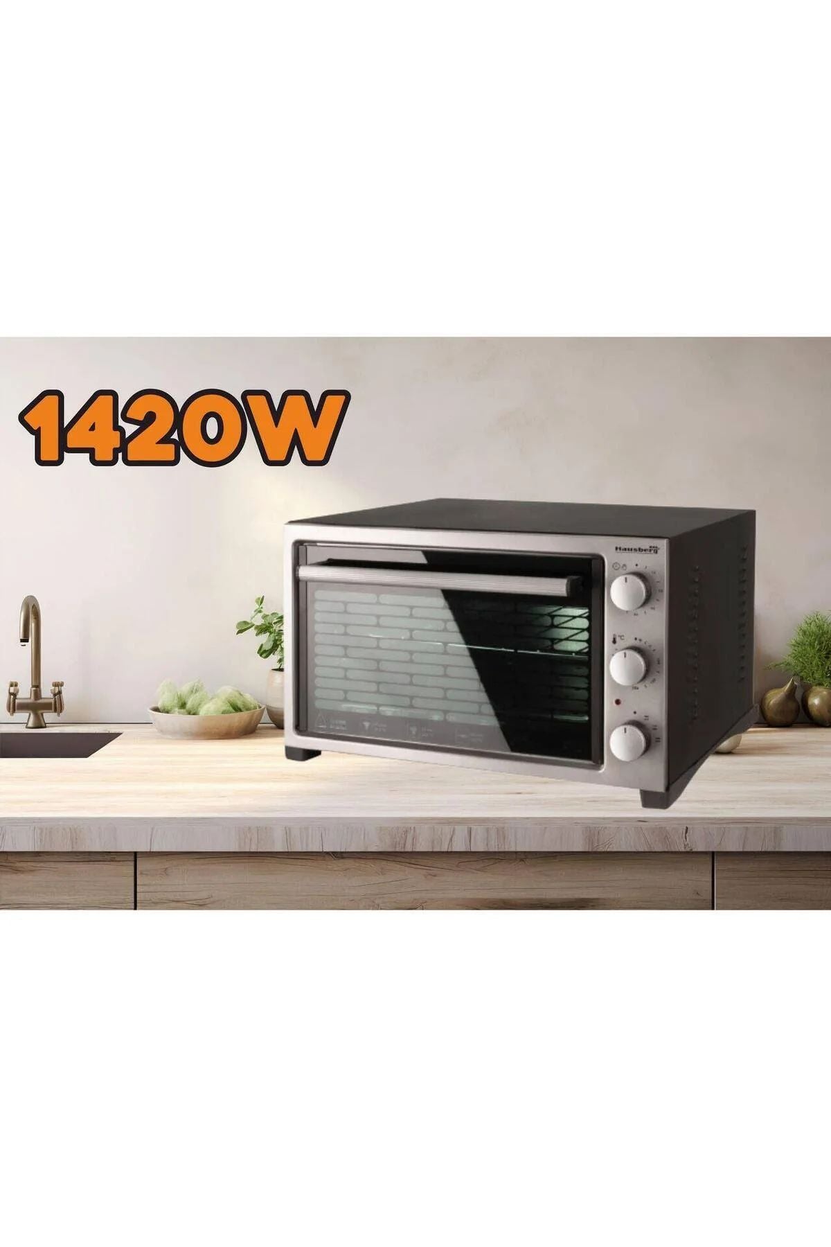 Cuptor electric Hausberg HB-9320 38 L | 1420 W | Cronometru & Termostat reglabil | Accesorii incluse