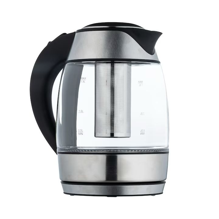 Fierbator Electric Zilan ZLN-8948 – 1.8L, 2200W, cu Filtru pentru Ceai, Corp din Sticla Termorezistenta, Iluminare LED