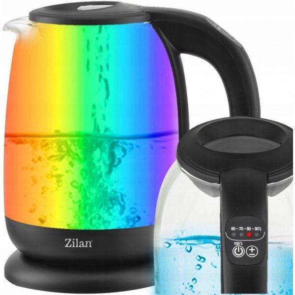 Fierbator electric Zilan ZLN-3956 – 1.7L, 2200W, sticla termorezistenta, lumina LED colorata si oprire automata