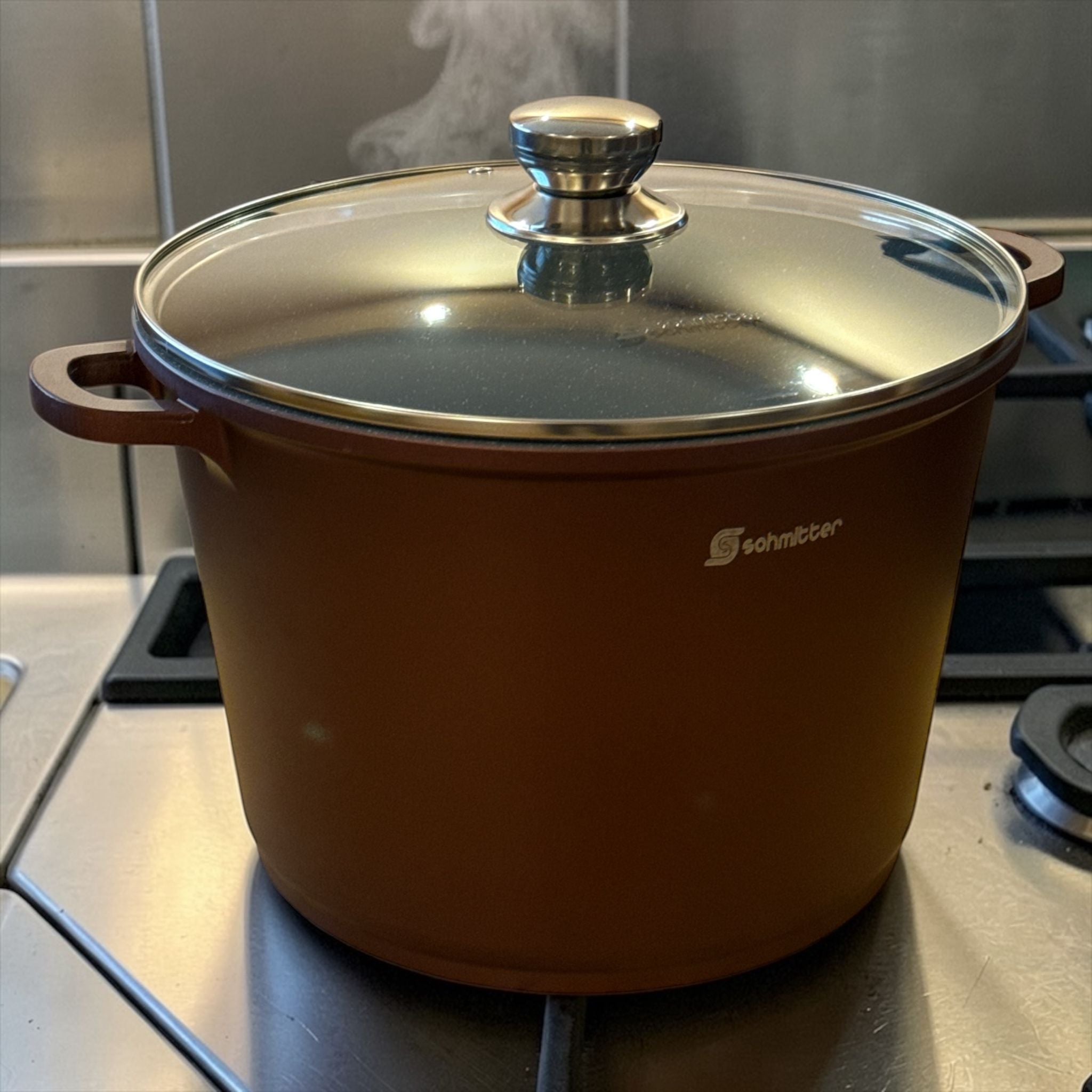 Oala Inalta Schmitter 28 cm Aluminiu turnat 10.5 L Interior ceramic antiaderent Cu capac Paleta cadou