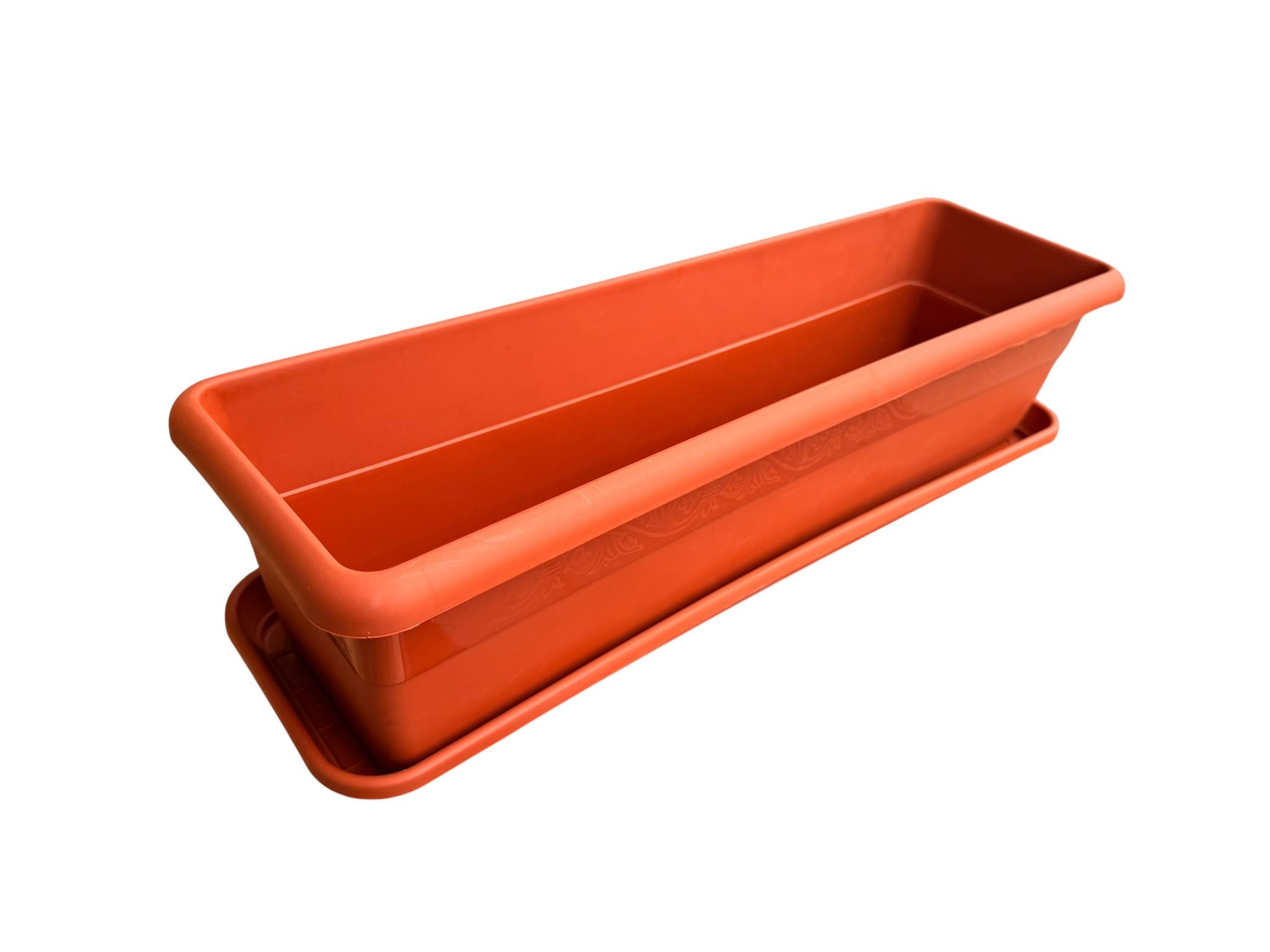 Jardiniera decorativa din plastic teracota 60x20x17 cm cu tavita