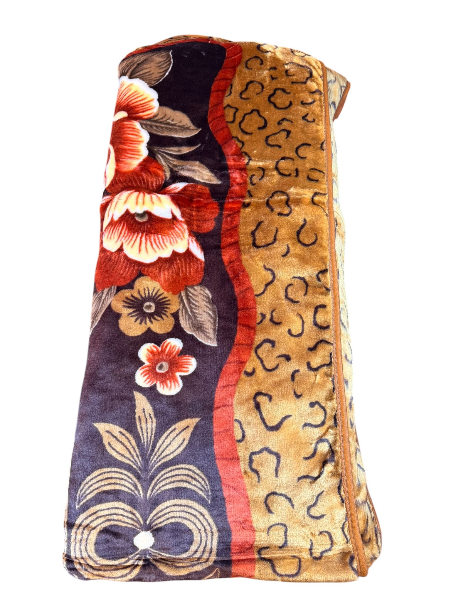 Patura Dubla Groasa – 200x230 cm – Model Floral cu Imprimeu Animal Print – Moale si Eleganta