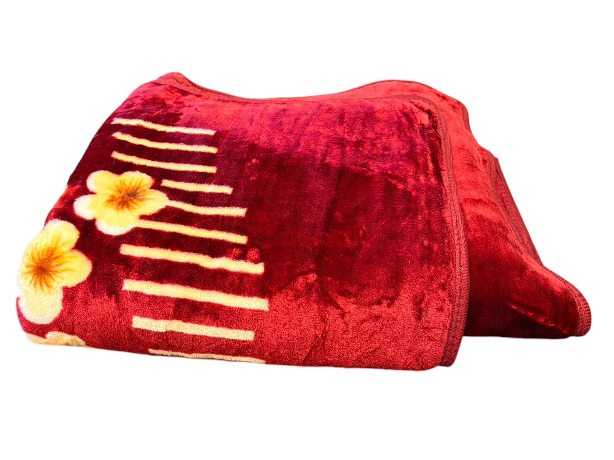 Patura Dubla Groasa 200x230 cm Model Floral Visiniu Bej