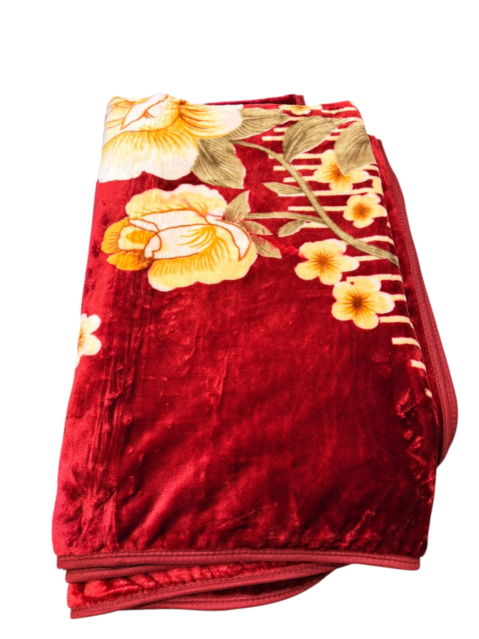 Patura Dubla Groasa 200x230 cm Model Floral Visiniu Bej