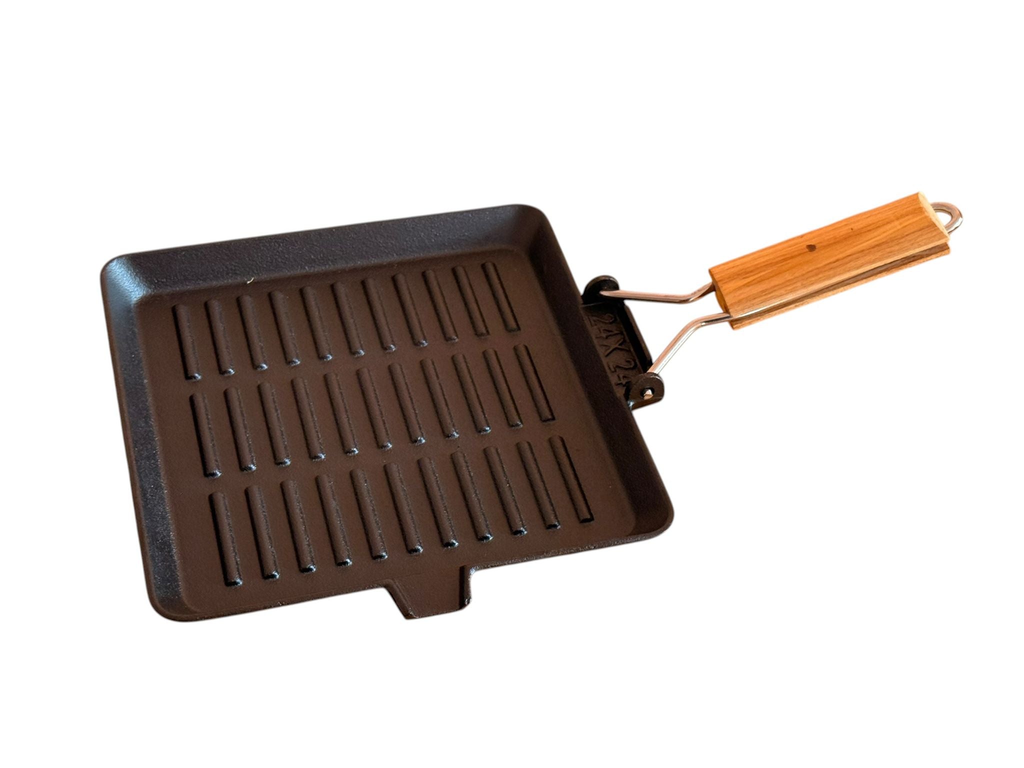 Tigaie Grill din Fonta Schmitter 24x24 cm Cu Maner Detasabil din Lemn