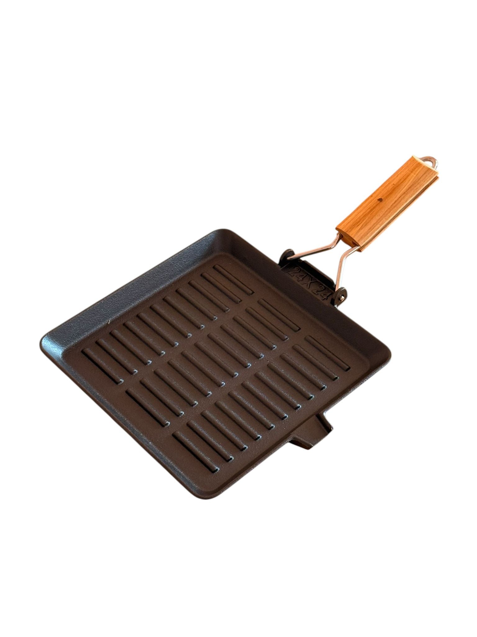 Tigaie Grill din Fonta Schmitter 24x24 cm Cu Maner Detasabil din Lemn