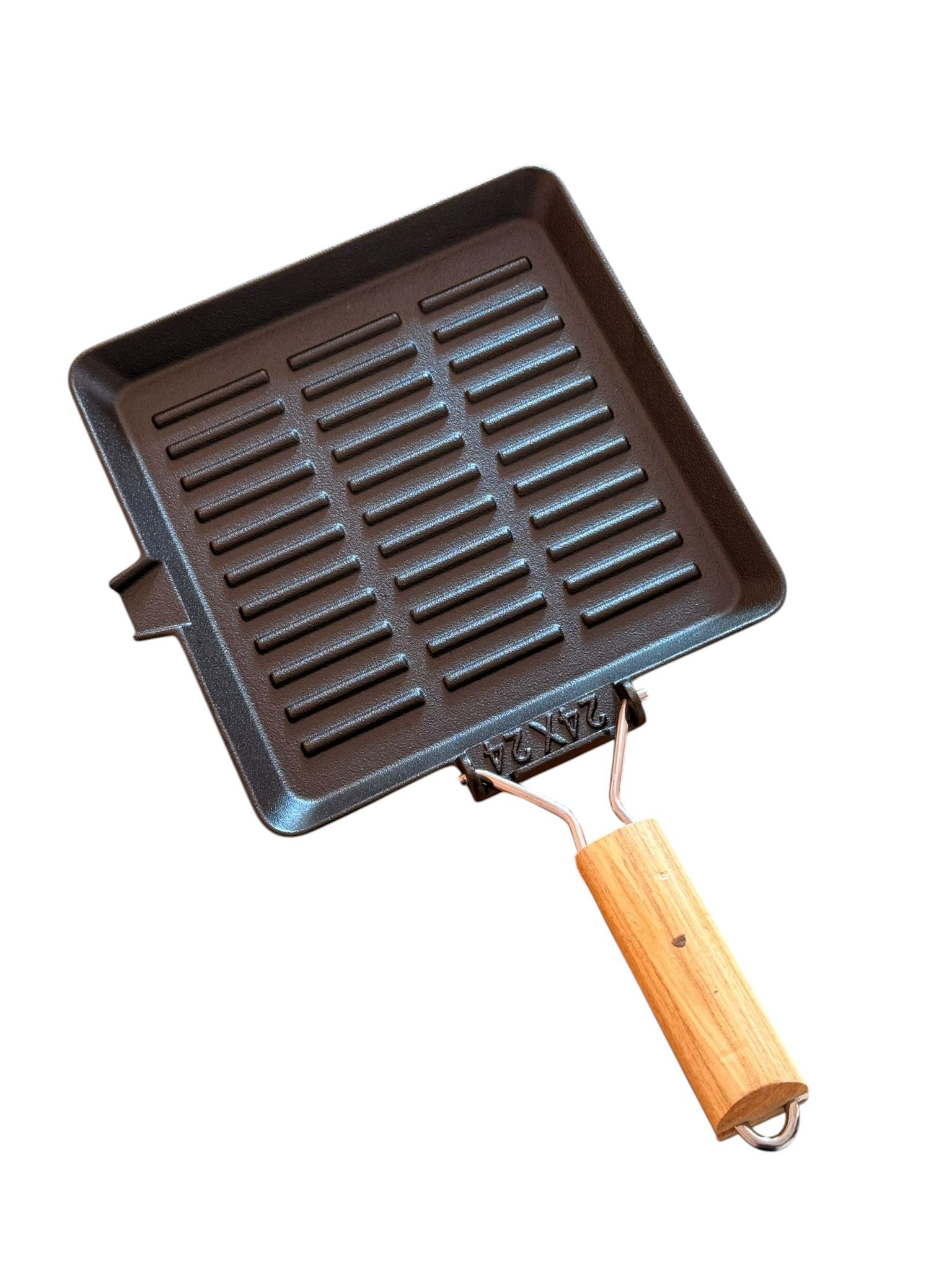 Tigaie Grill din Fonta Schmitter 24x24 cm Cu Maner Detasabil din Lemn