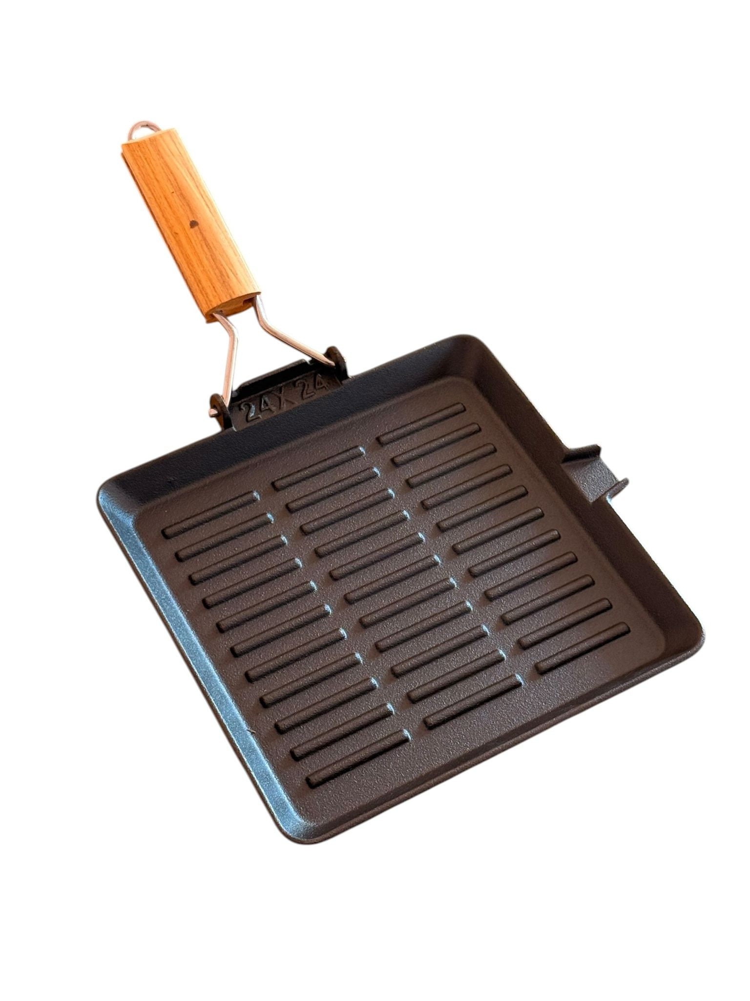 Tigaie Grill din Fonta Schmitter 24x24 cm Cu Maner Detasabil din Lemn
