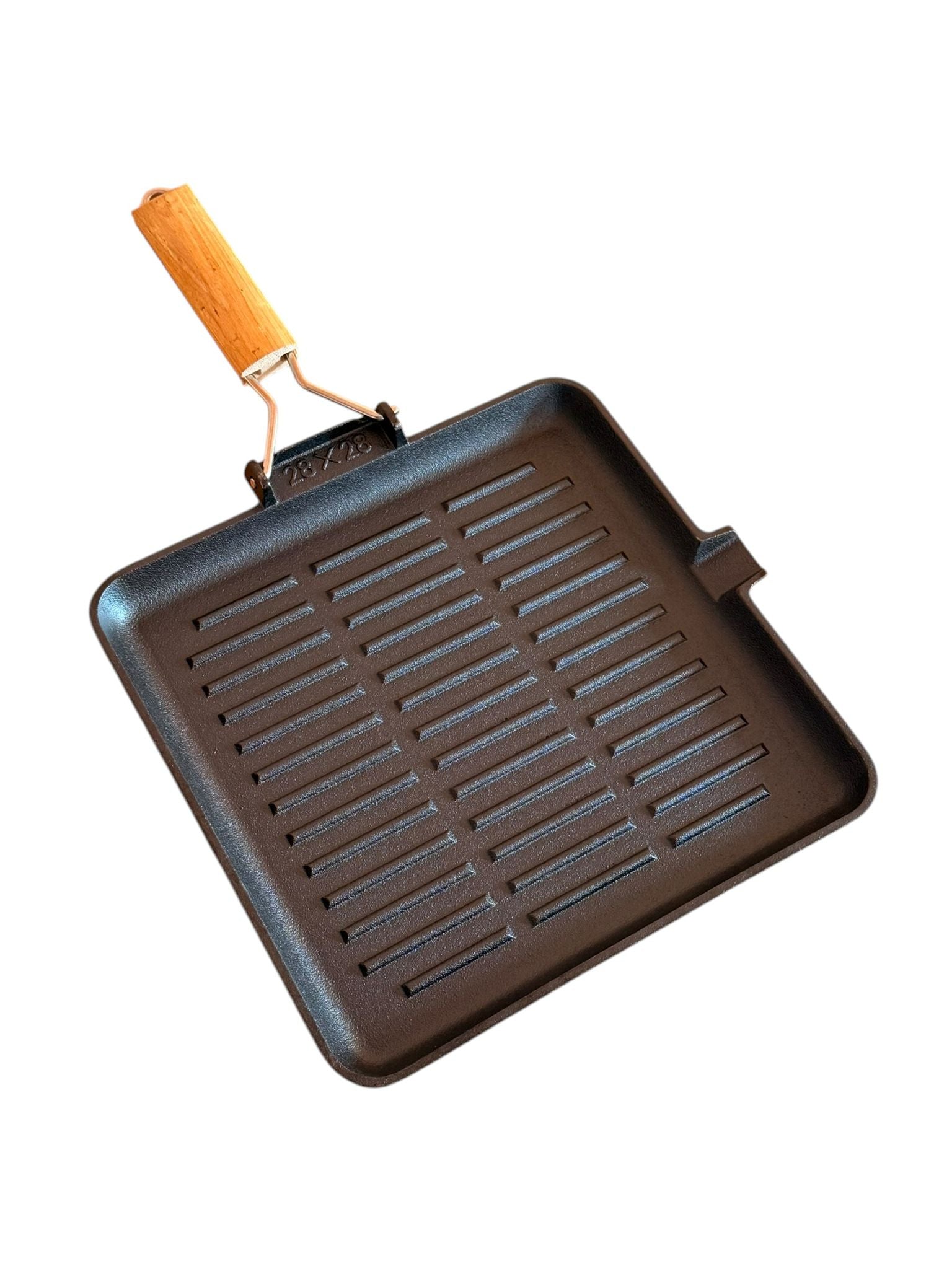 Tigaie Grill din Fonta Schmitter 28x28 cm Maner Detasabil din Lemn