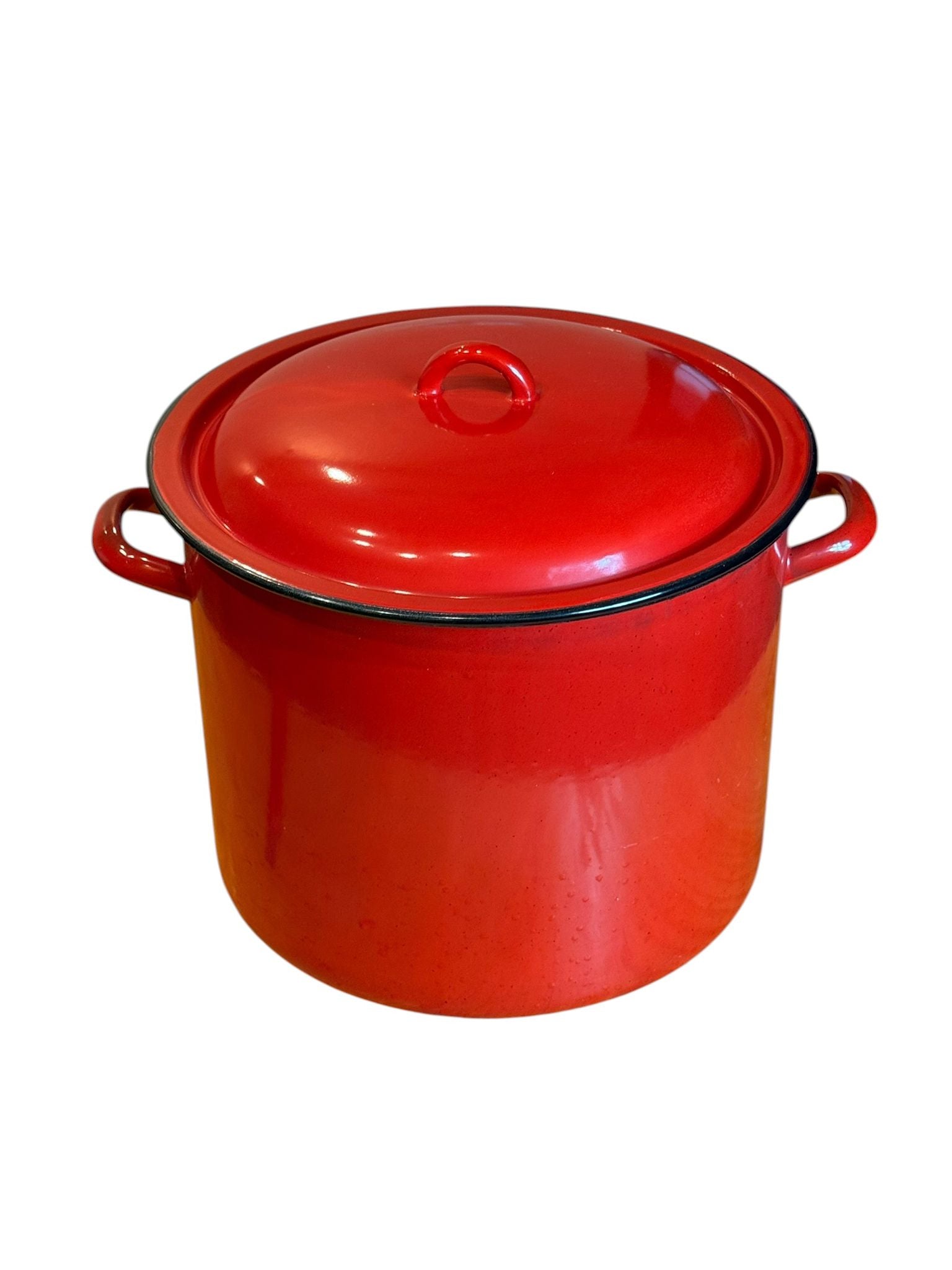 Oala emailata cu capac rosie 18 litri 30 cm