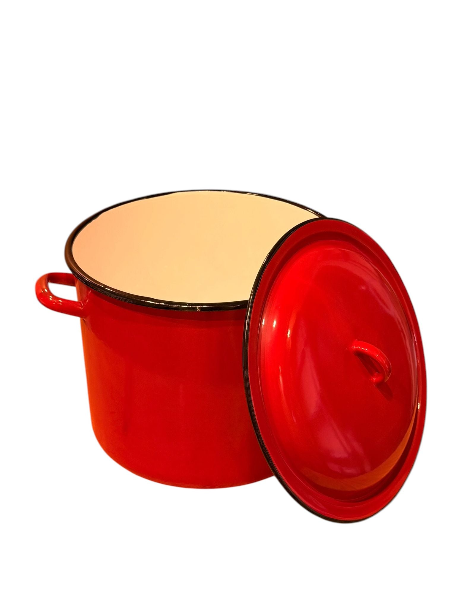 Oala emailata cu capac rosie 18 litri 30 cm