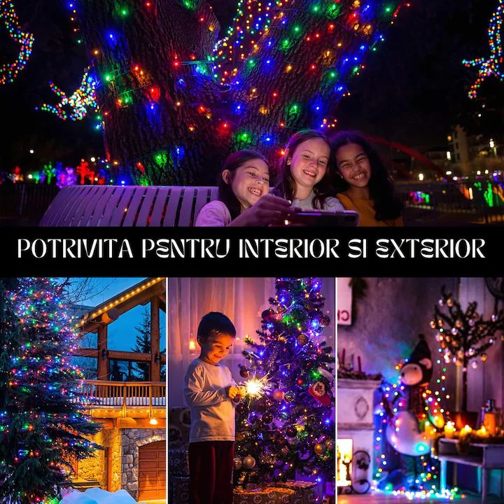 Instalație LED Crăciun – Rola 100m, Multicolor, Cu Jocuri de Lumină 🎄🌈✨