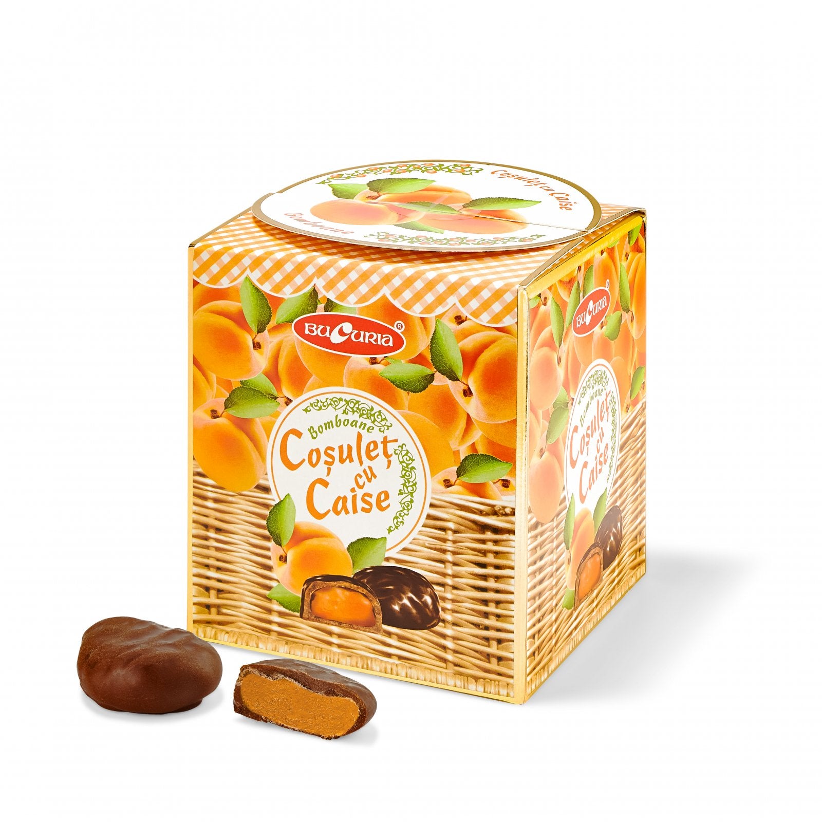 🍑✨ Bomboane Bucuria – Coșuleț cu Caise (200 g)