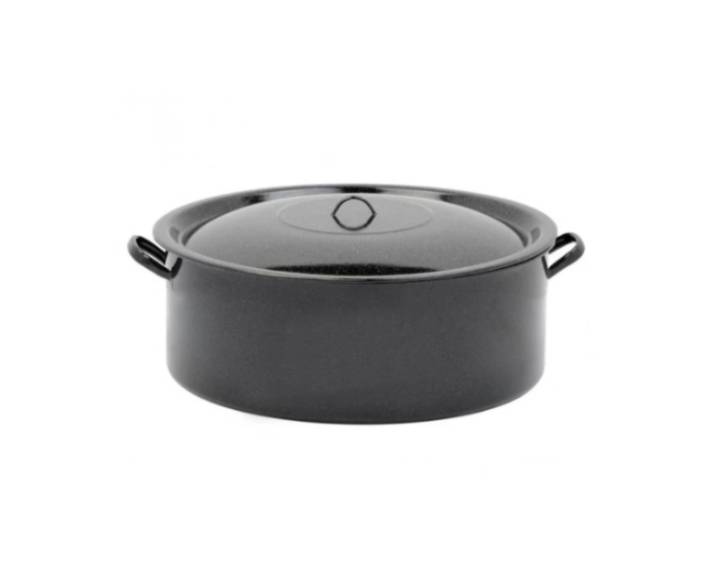 Cratiță Emailată largă cu Capac – Ideală pentru Gătit în Cantități Mari | Mai multe dimensiuni disponibile