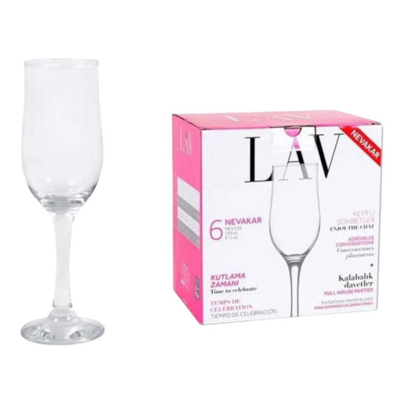 🥂 Set 6 Pahare cu Picior LAV Nevakar 539 – 195 ml – Eleganță la fiecare sărbătoare!