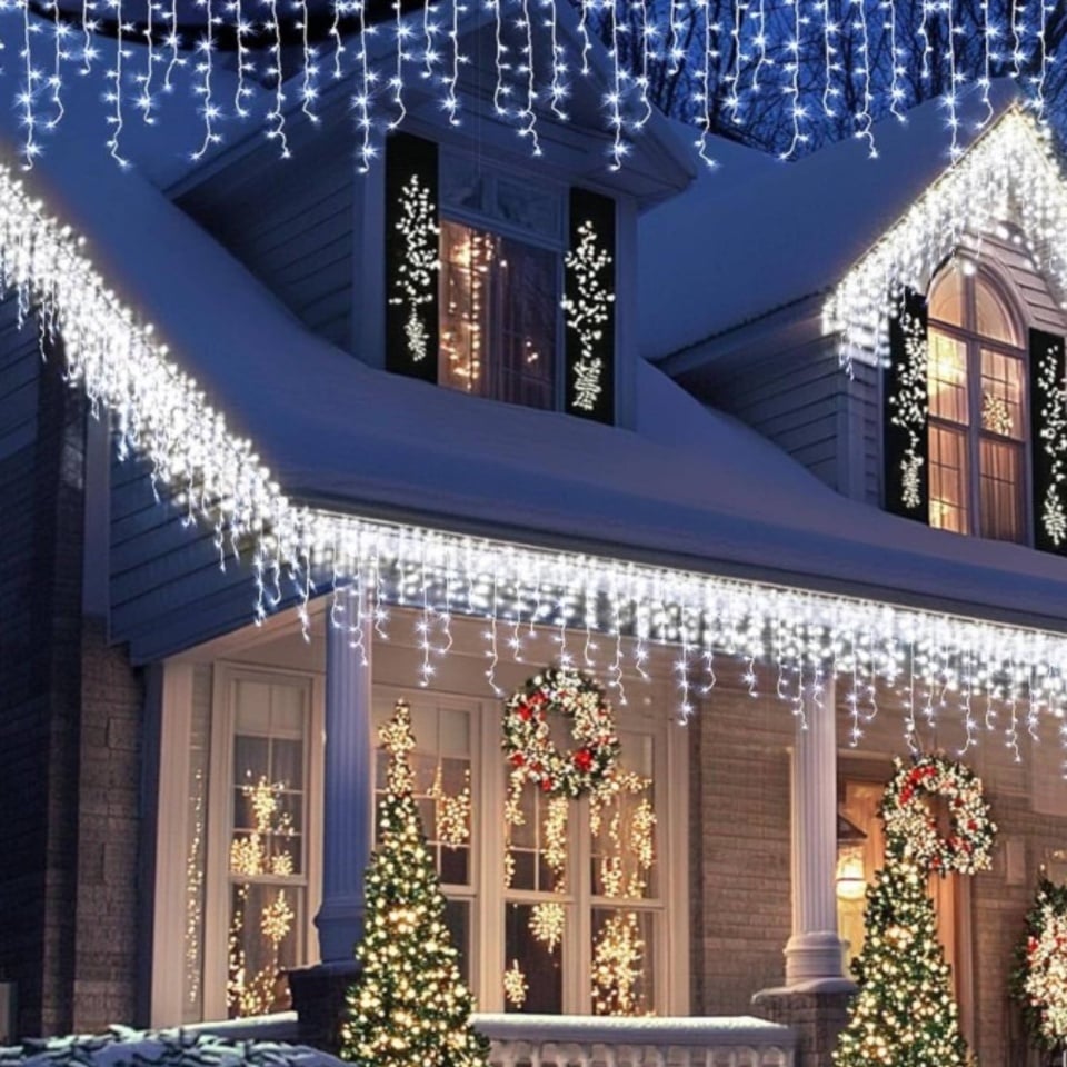 ✨ Instalatie LED Alb Rece Tip Turturi, Exterior, 25m, IP65 – Decor Festiv Casă și Curte ❄️🤍✨