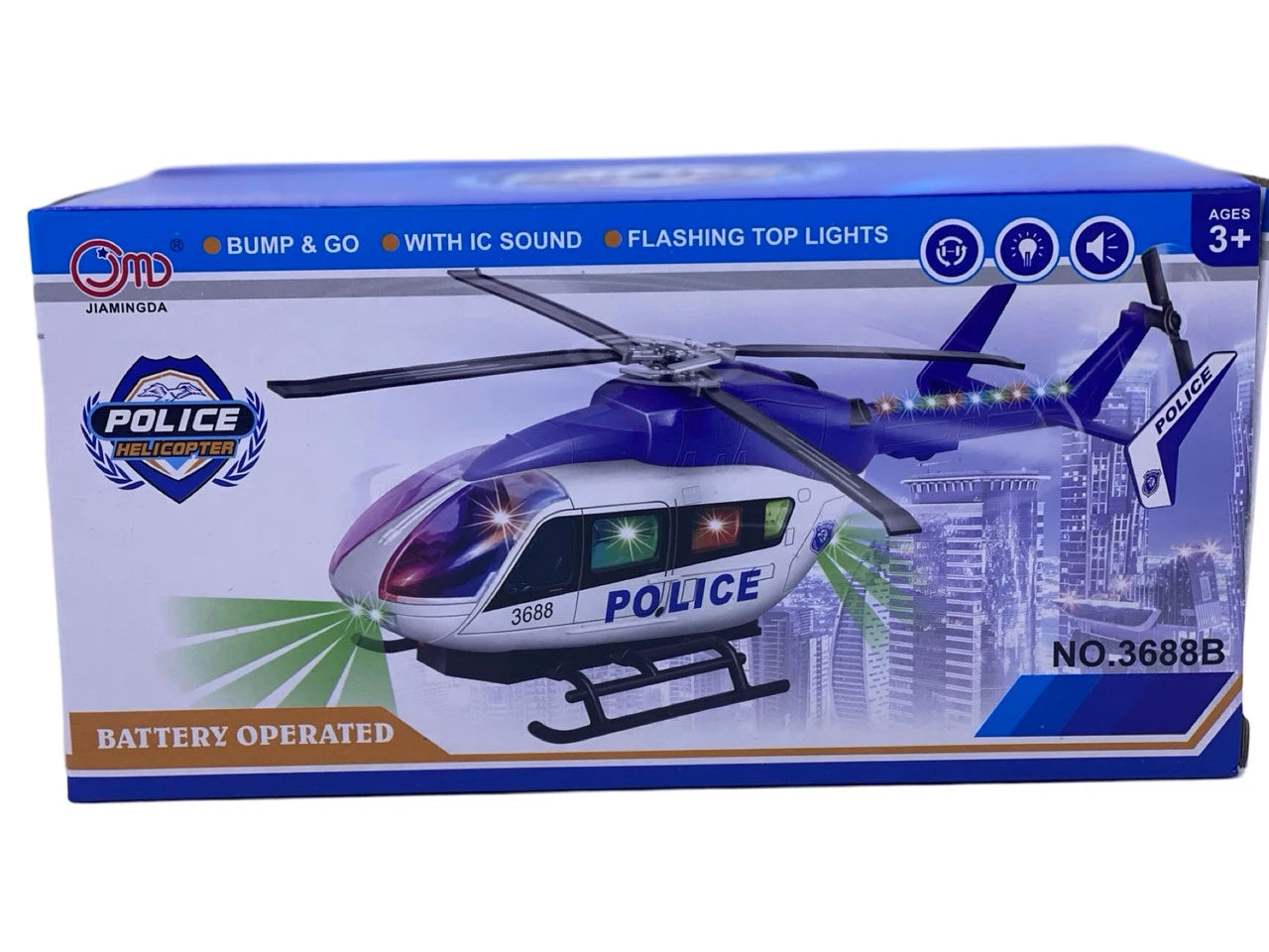 🚁✨ Elicopter de Poliție – Bump & Go, Lumini și Sunete – Jucărie Interactivă pentru Copii