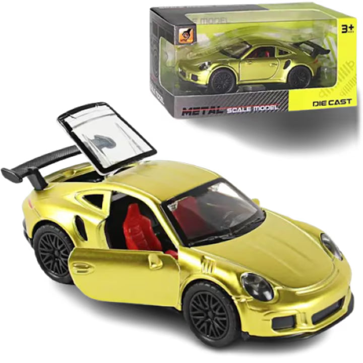 🚗✨ Mașinuță Die-Cast Porsche 911 GT3 – Model Metalic Scală 1:38 – Galben