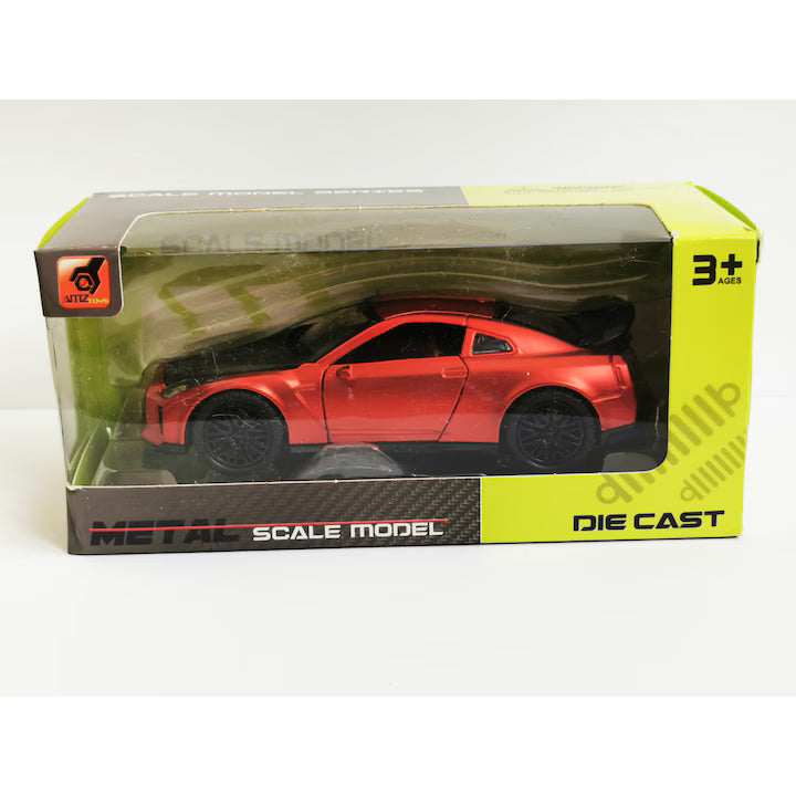 🚗✨ Mașinuță Nissan GT-R 1:36 – Uși, Capotă și Portbagaj Mobile, Lumini & Sunete – Roșu