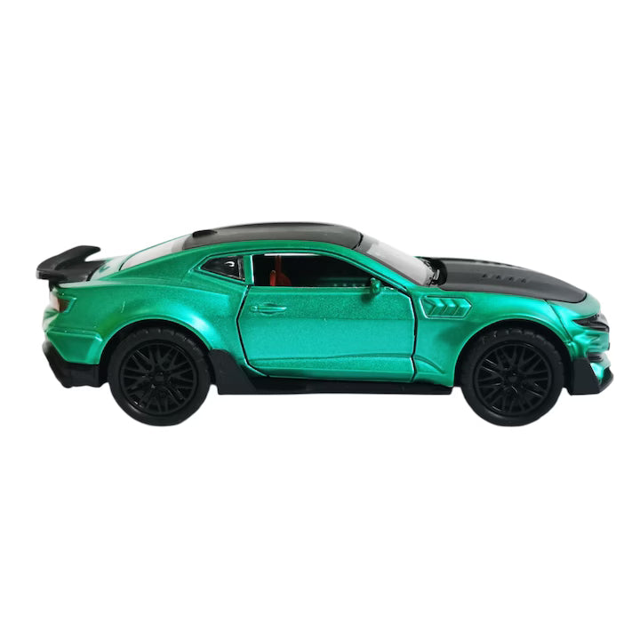🚗 Mașinuță Metalică Chevrolet Camaro – Verde Smarald – Scara 1:32 – Uși Funcționale & Pull-Back