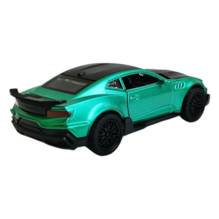 🚗 Mașinuță Metalică Chevrolet Camaro – Verde Smarald – Scara 1:32 – Uși Funcționale & Pull-Back
