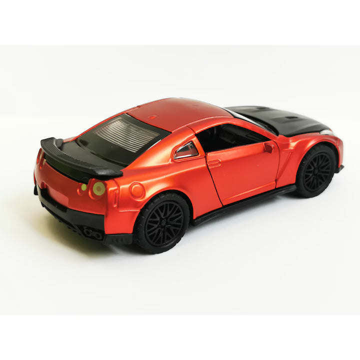 🚗✨ Mașinuță Nissan GT-R 1:36 – Uși, Capotă și Portbagaj Mobile, Lumini & Sunete – Roșu
