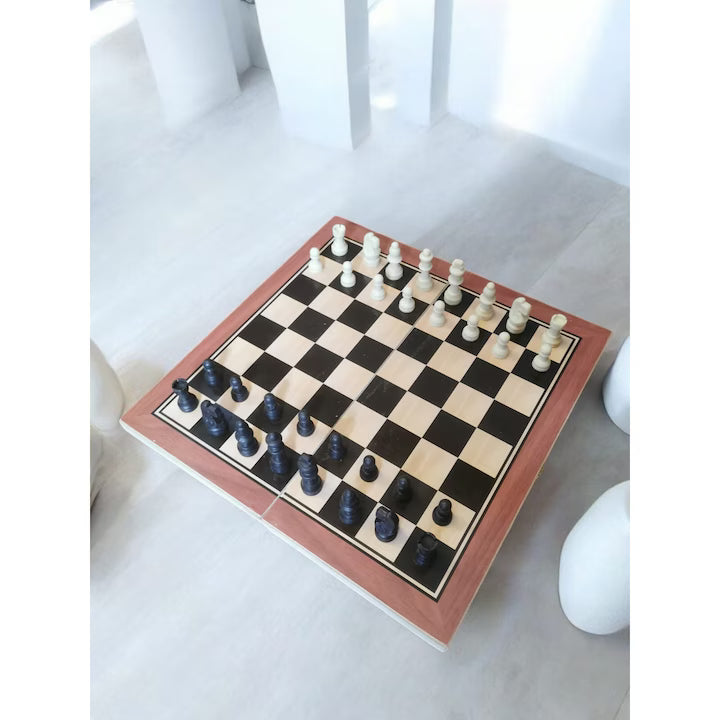 ♟️ Set Șah Complet din Lemn – Tabla 39 × 39 cm + Piese – Pliabil, Elegant, Ideal pentru Cadou