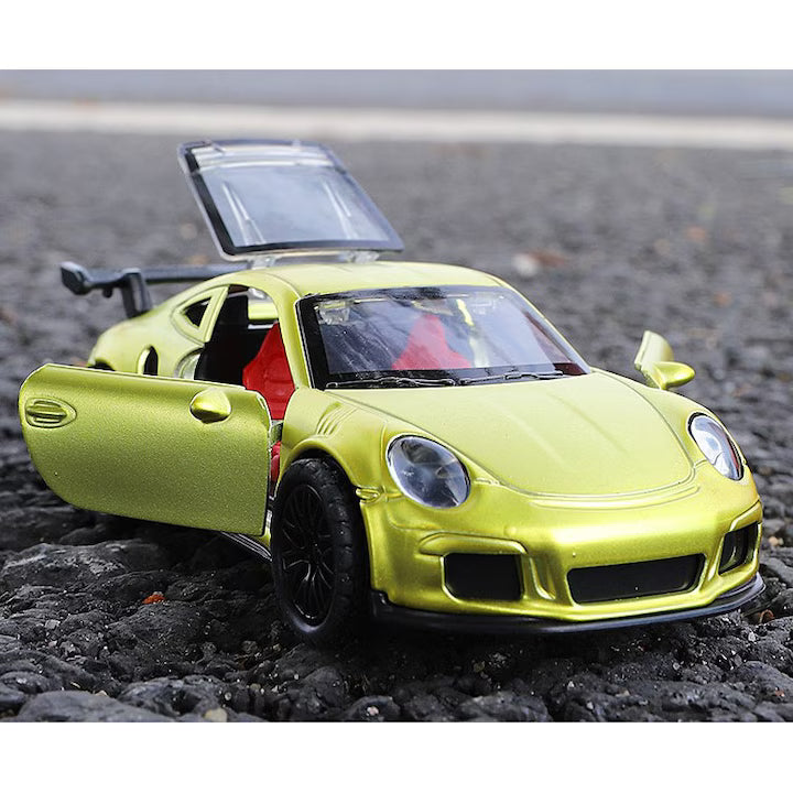 🚗✨ Mașinuță Die-Cast Porsche 911 GT3 – Model Metalic Scală 1:38 – Galben