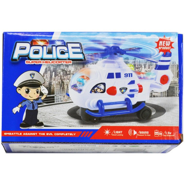 🚁 Elicopter Poliție cu Lumini & Sunete – Jucărie Interactivă pentru Copii (Alb/Albastru)