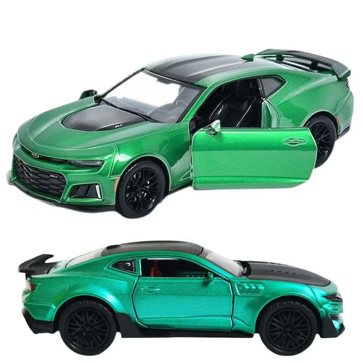 🚗 Mașinuță Metalică Chevrolet Camaro – Verde Smarald – Scara 1:32 – Uși Funcționale & Pull-Back