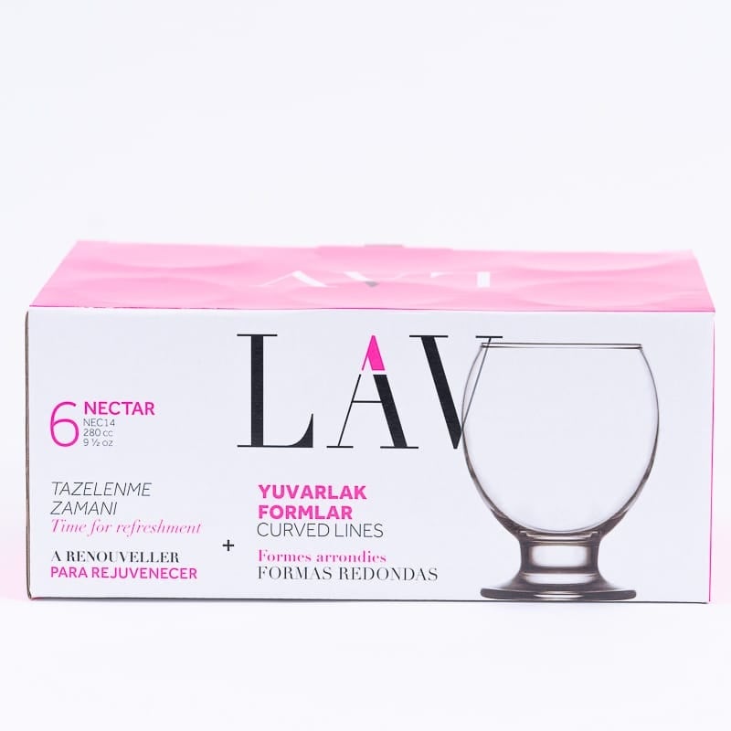 🍷 Set 6 Pahare LAV Nectar 280 ml – Design rotund și elegant pentru servirea băuturilor preferate!